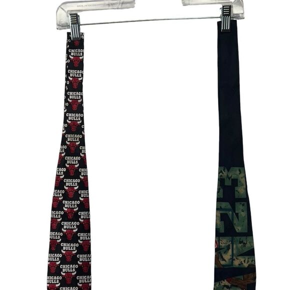 Lot Michael Jordan X Bugatchi Vintage silk Neck Tie Jordan 23 AND vtg BULLS tie - Picture 4 of 14